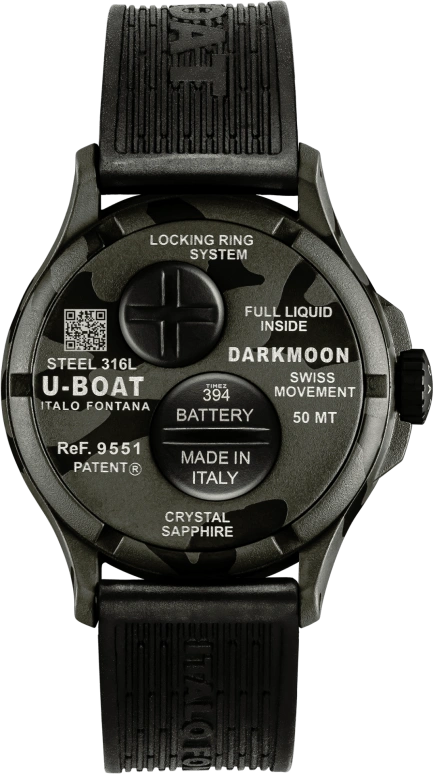 U-Boat,Darkmoon 40mm,40mm,Stainless Steel,Grey,Black,Quartz,Sapphire,Crystal Glass,Round,9551