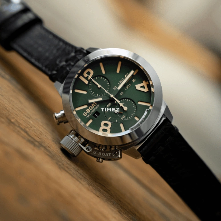 U-Boat,Classico 45mm,45mm,Stainless Steel,Green,Automatic,Chronograph,Day,Day / Night Indication,9581,9581/A
