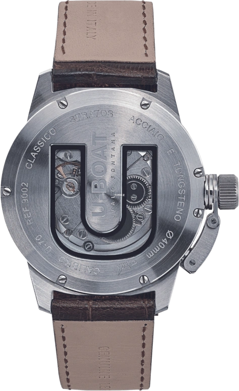U-Boat,Classico 40mm,40mm,Stainless Steel,Black,Beige,Handwound,Sapphire,Crystal Glass,Silver,9002