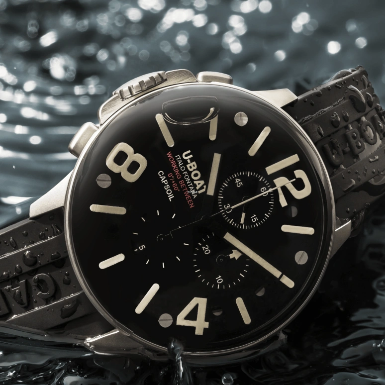 U-Boat,Capsoil 45mm,45mm,Stainless Steel,Black,Electromechanical,Chronograph,Sapphire,8111,8111/E