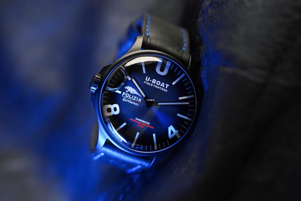 U-Boat,Darkmoon 44mm,44mm,Stainless Steel,Black,Blue,Quartz,Sapphire,Round,9180
