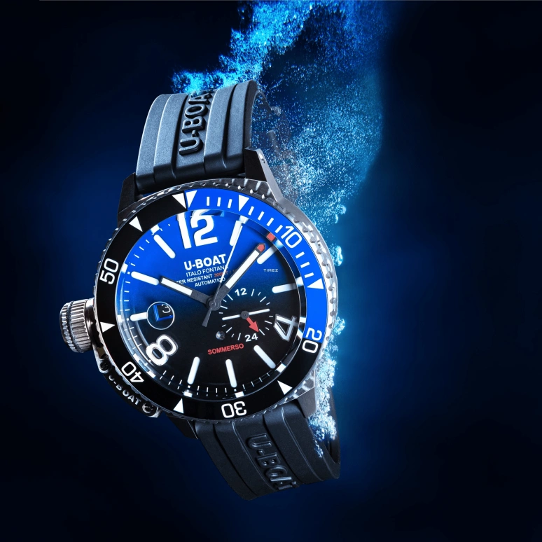 U-Boat,Sommerso 46mm,46mm,Stainless Steel,Blue,Black,Silver,Automatic,Day,41hours,9519