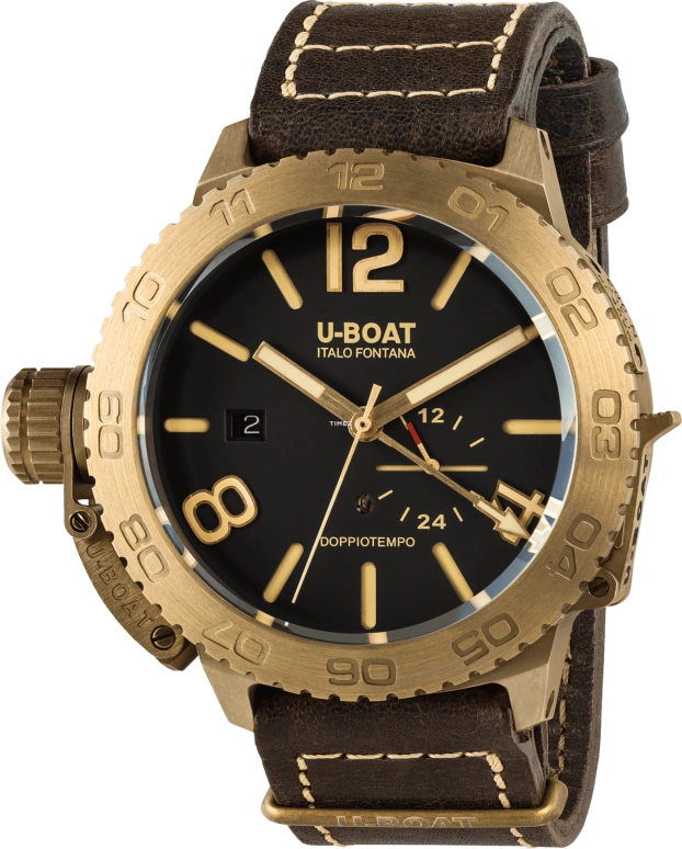 U-Boat,Dual Time 46mm,46mm,Bronze,Black,Automatic,Day,Dule Time,9008