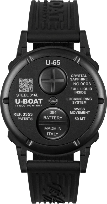 U-Boat,U-65 44mm,44mm,Stainless Steel,Black,Quartz,Sapphire,Crystal Glass,Round,3353