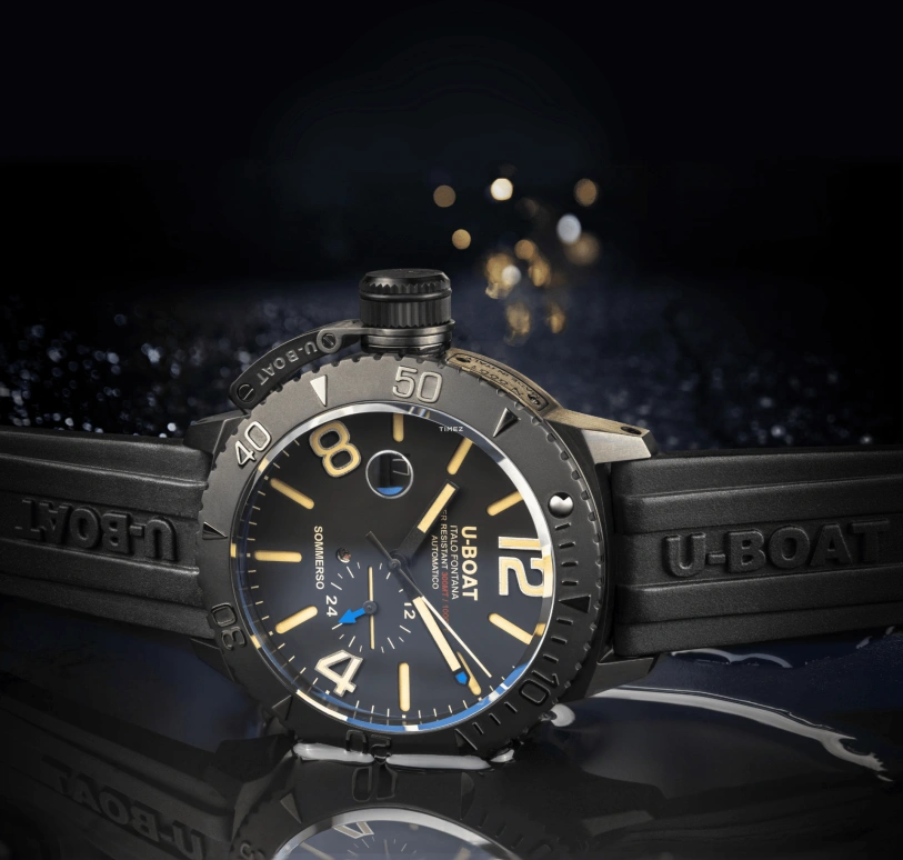 U-Boat,Sommerso 46mm,46mm,Stainless Steel,Black,Beige,Automatic,Day,41hours,9015