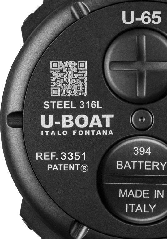 U-Boat,U-65 44mm,44mm,Stainless Steel,Black,Quartz,Sapphire,Crystal Glass,Round,3351