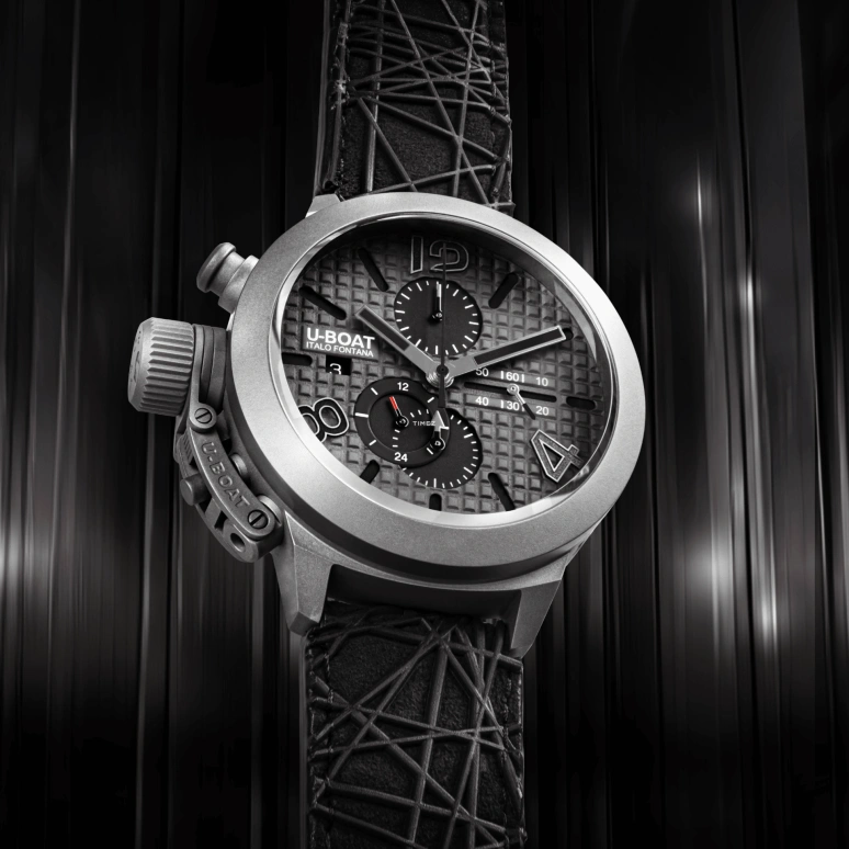 U-Boat,Classico 45mm,45mm,Titanium,Black,Grey,Automatic,Chronograph,Day,3002