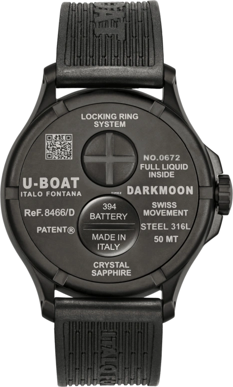 U-Boat,Darkmoon 44.80mm,44.80mm,Stainless Steel,Black,Red,Quartz,Sapphire,Round,8466,8466/D