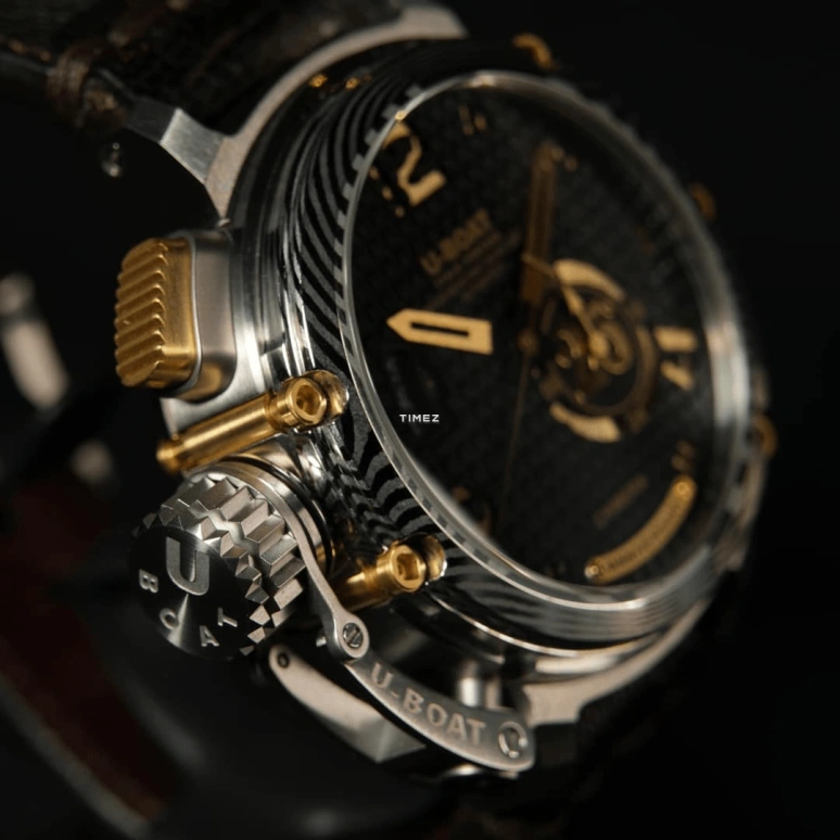 U-Boat,Chimera 46mm,46mm,Stainless Steel,Yellow Gold,Black,Automatic,Day,Sapphire,Crystal Glass,2535