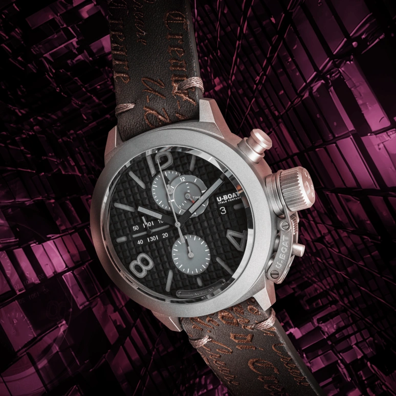 U-Boat,Classico 45mm,45mm,Titanium,Tungsten,Black,Automatic,Chronograph,Day,Dule Time,3005
