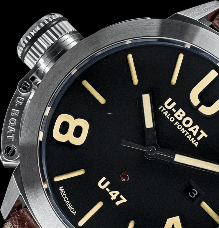 U-Boat,Classico 47mm,47mm,Stainless Steel,Black,Automatic,Day,Sapphire,8105