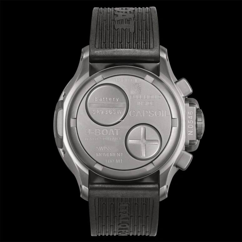 U-Boat,Capsoil 45mm,45mm,Stainless Steel,Black,Electromechanical,Chronograph,Sapphire,8111,8111/E