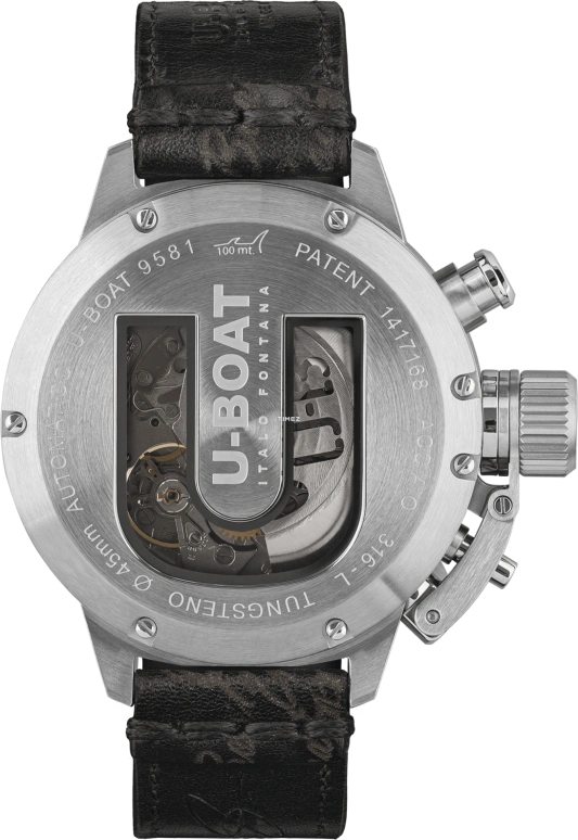 U-Boat,Classico 45mm,45mm,Stainless Steel,Beige,Green,Automatic,Chronograph,Day,Day / Night Indication,9581