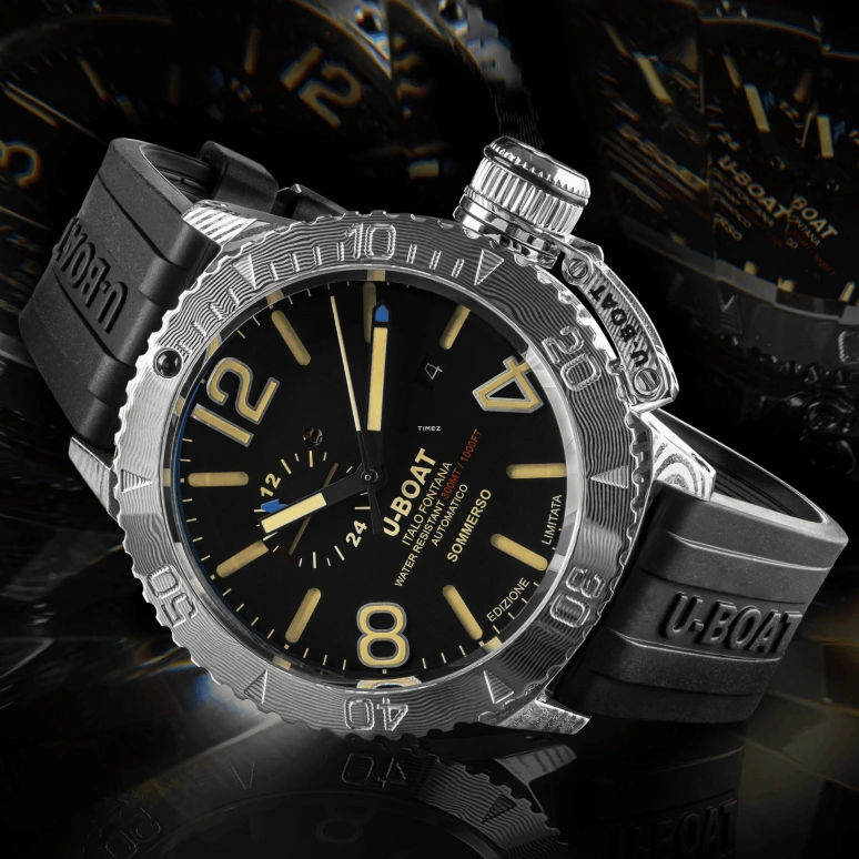 U-Boat,Sommerso 46mm,46mm,Stainless Steel,Black,Beige,Automatic,Day,41hours,9988
