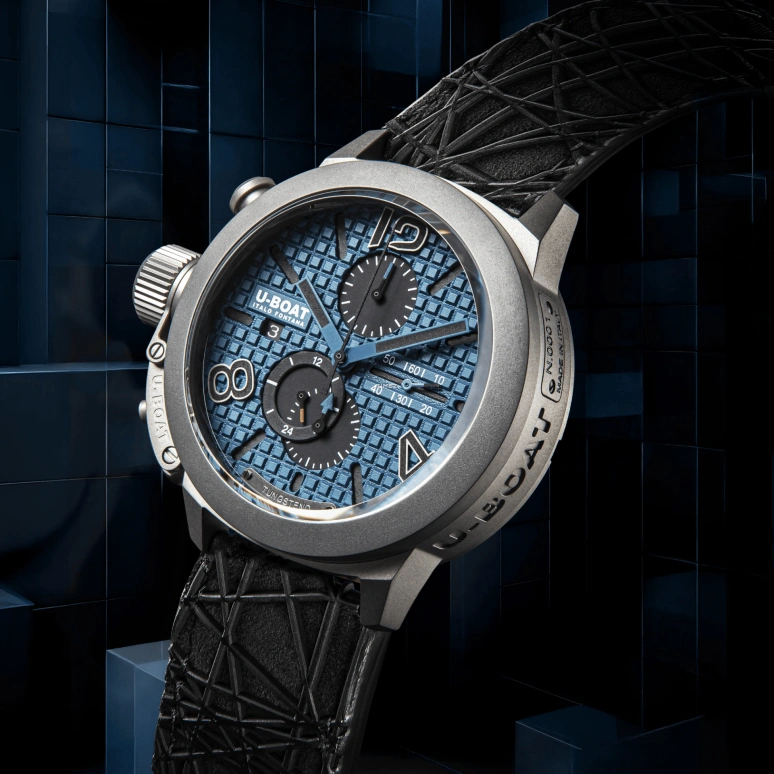 U-Boat,Classico 45mm,45mm,Titanium,Blue,Automatic,Chronograph,Day,3003