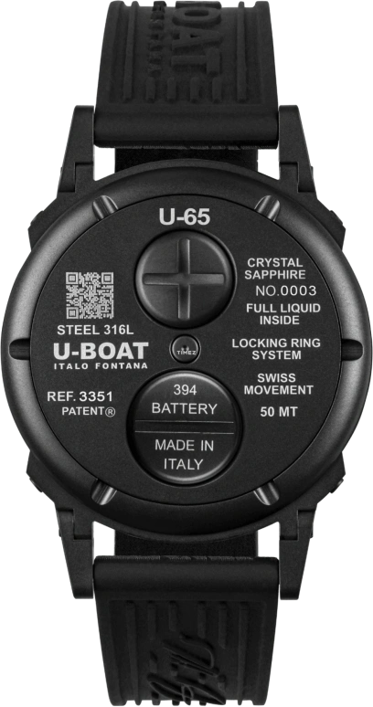 U-Boat,U-65 44mm,44mm,Stainless Steel,Black,Quartz,Sapphire,Crystal Glass,Round,3351