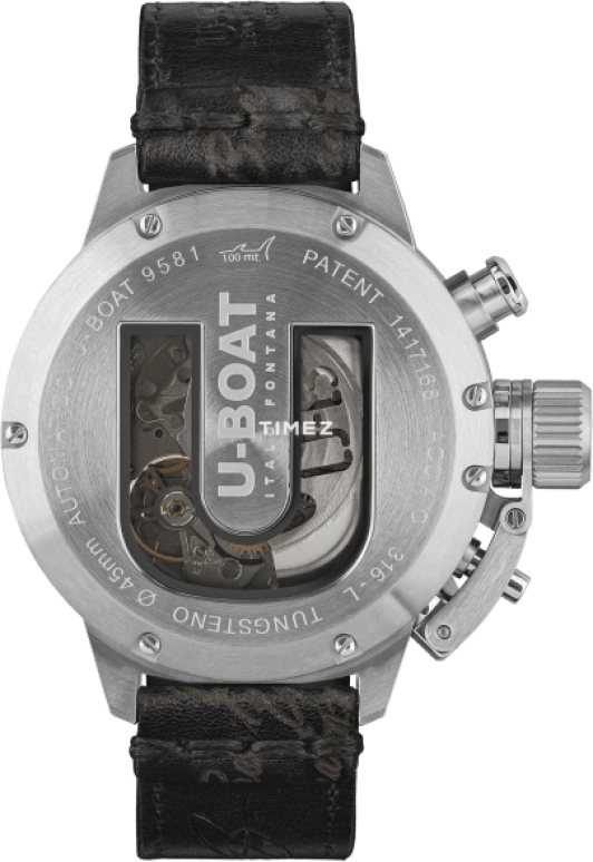 U-Boat,Classico 45mm,45mm,Stainless Steel,Green,Automatic,Chronograph,Day,Day / Night Indication,9581,9581/A