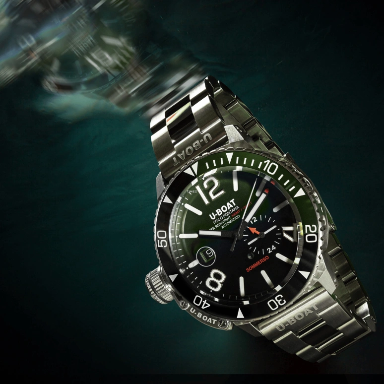 U-Boat,Sommerso 46mm,46mm,Stainless Steel,Green,Black,Silver,Automatic,Day,41hours,9520,9520/MT