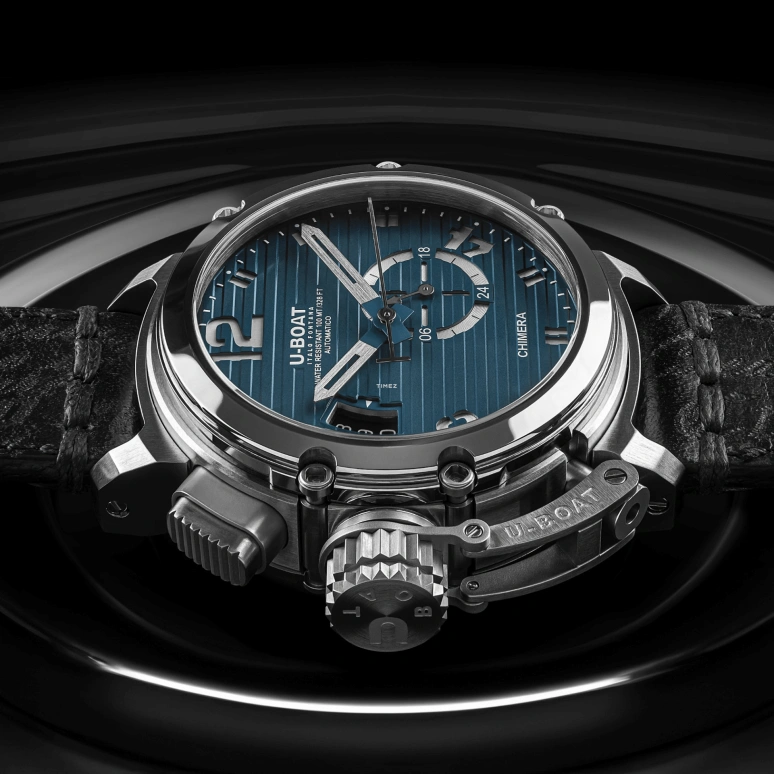 U-Boat,Chimera 46mm,46mm,Stainless Steel,Blue,White,Automatic,Day,Sapphire,Crystal Glass,9602
