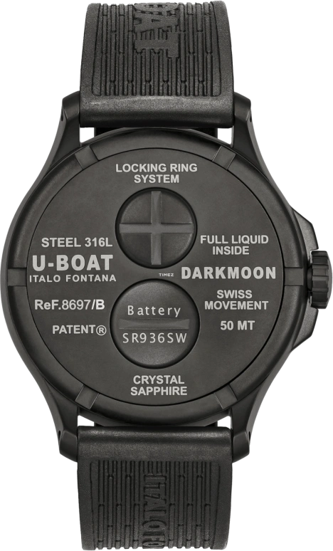 U-Boat,Darkmoon 44.80mm,44.80mm,Stainless Steel,Red,Black,Quartz,Sapphire,Round,8697,8697/B