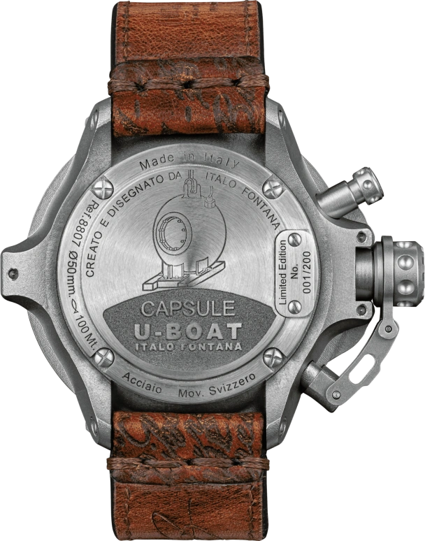 U-Boat,Capsule 50mm,50mm,Stainless Steel,Black,Automatic,Day,41hours,8807