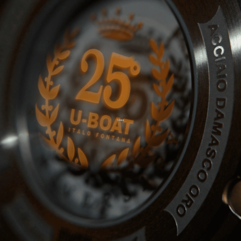 U-Boat,Chimera 46mm,46mm,Stainless Steel,Yellow Gold,Black,Automatic,Day,Sapphire,Crystal Glass,2525