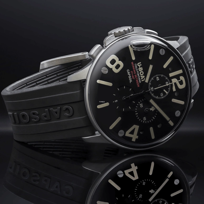 U-Boat,Capsoil 45mm,45mm,Stainless Steel,Black,Electromechanical,Chronograph,Sapphire,8111,8111/E