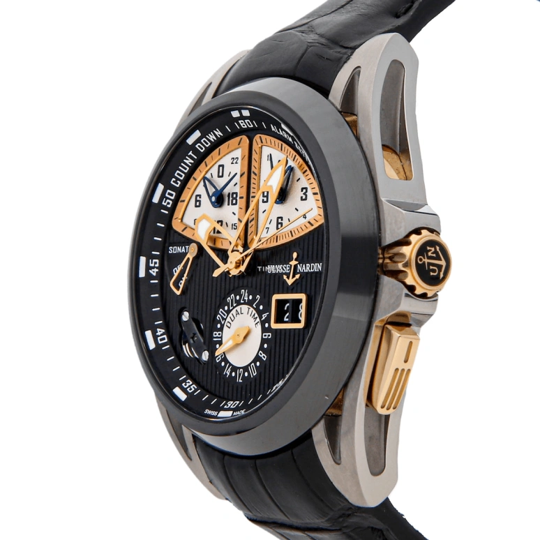 Ulysse Nardin,Other 44mm,44mm,Ceramic,Titanium Gold,Black,Automatic,Day,Dule Time,Function Selector,675,675-00