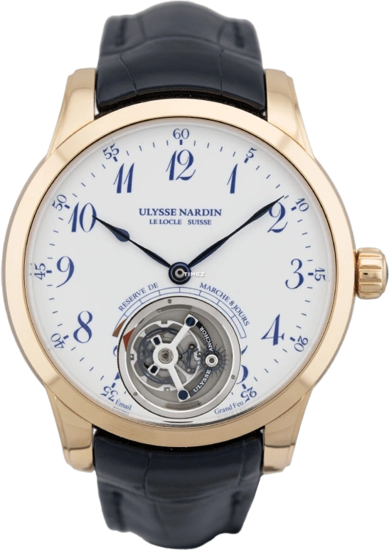 Ulysse Nardin,Classico 44mm,44mm,Rose Gold,White,Handwound,Power Reserve Indicator,Tourbillon,1782,1782-133/E0-60