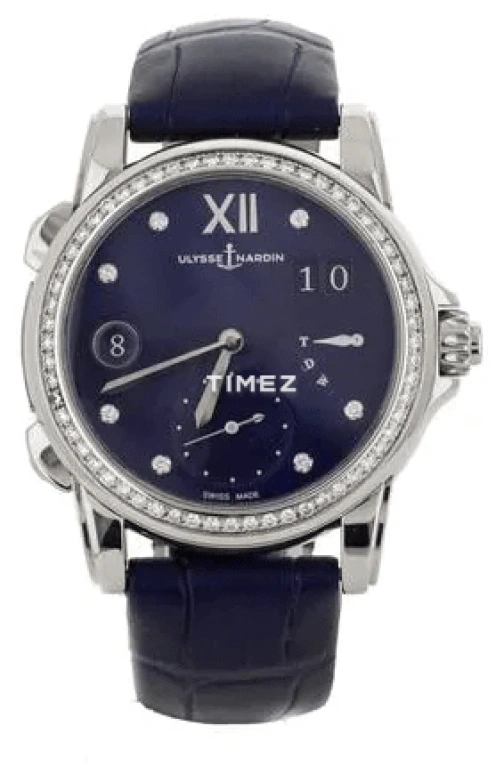 Ulysse Nardin,Dual Time 37.50mm,37.50mm,Stainless Steel,Blue,Automatic,Power Reserve Indicator,Dule Time,Big Date,3243,3243-222/393