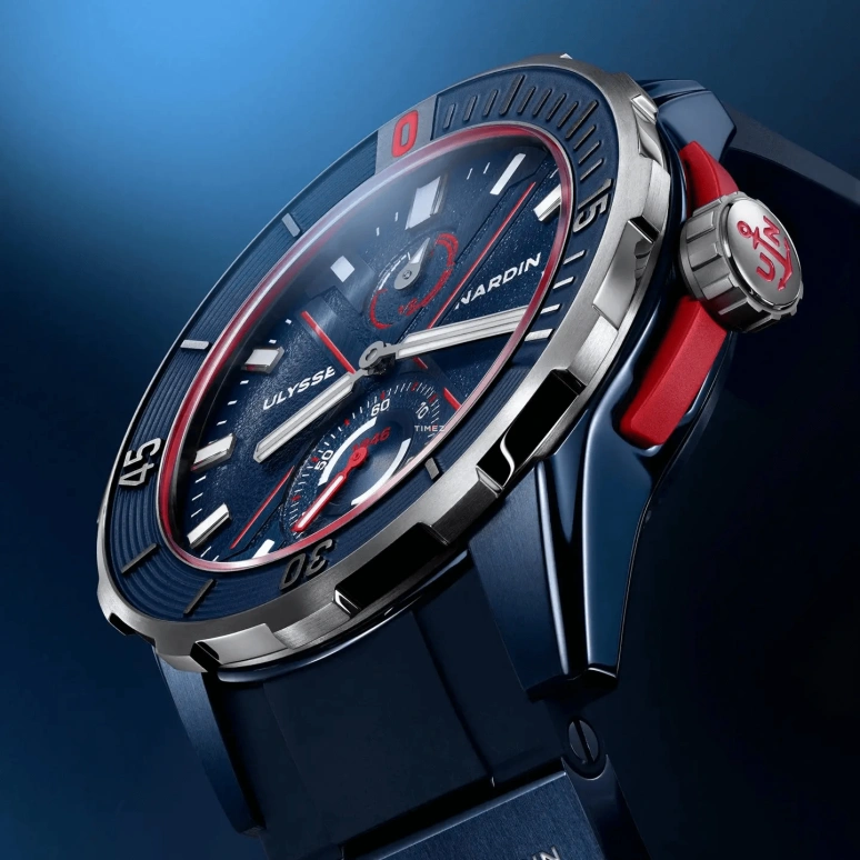 Ulysse Nardin,Diver 44mm,44mm,Titanium,Rubber,Blue,Automatic,Day,Power Reserve Indicator,Anti-magnetic,1183,1183-170LE-3A-HAMMER/3A