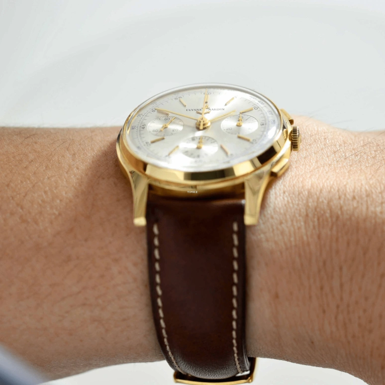 Ulysse Nardin,Other 36mm,36mm,Yellow Gold,Silver,Handwound,Chronograph,Sapphire,Crystal Glass,7534,7534-4