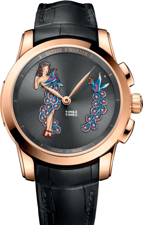 Ulysse Nardin,Classico 43mm,43mm,Rose Gold,Multi-Color,Grey,Automatic,40hours,In-house Caliber,6106,6106-130/E2-PINUP