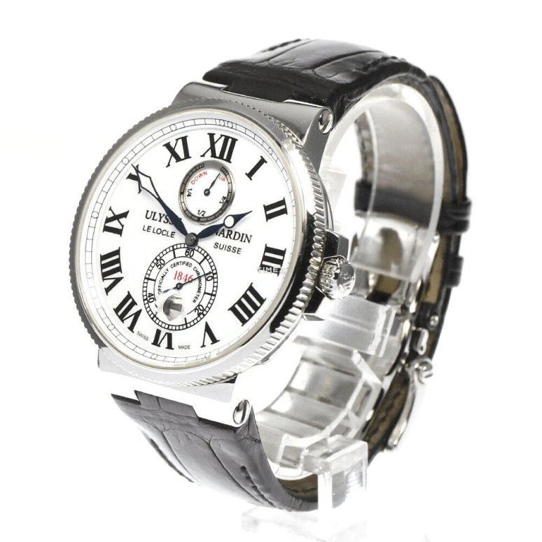 Ulysse Nardin,Marine 43mm,43mm,Stainless Steel,White,Automatic,Chronograph,Day,Power Reserve Indicator,263,263-67-3/40