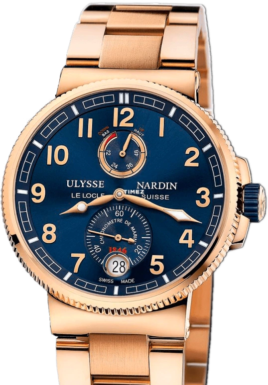 Ulysse Nardin,Marine 43mm,43mm,Rose Gold,Blue,Automatic,Day,Power Reserve Indicator,1186,1186-126-8M/63