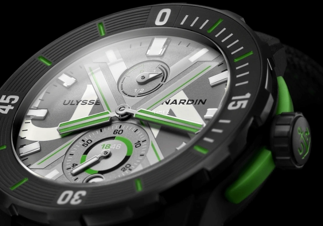 Ulysse Nardin,Diver 44mm,44mm,Recycling and reusing materials,Grey,Automatic,Day,Power Reserve Indicator,1183,1183-170/90-PLAST
