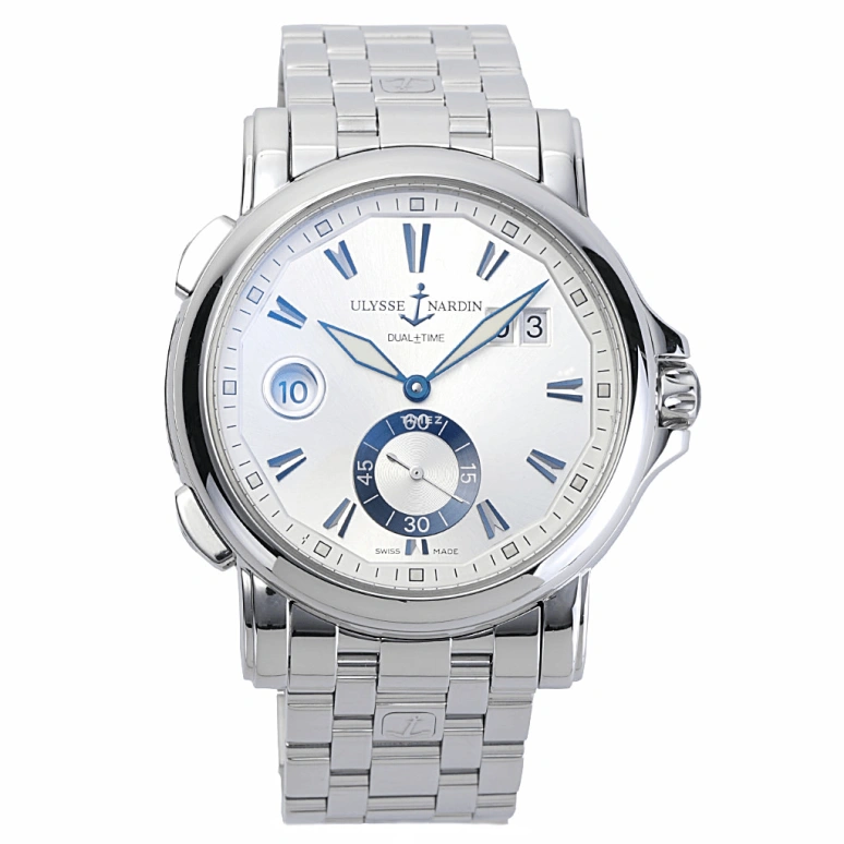 Ulysse Nardin,Dual Time 42mm,42mm,Stainless Steel,Silver,Automatic,Day,Dule Time,243,243-55-7/91
