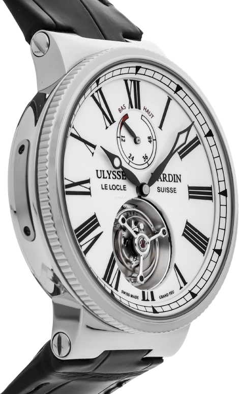 Ulysse Nardin,Marine 43mm,43mm,Stainless Steel,White,Automatic,Power Reserve Indicator,Tourbillon,1283,1283-181/E0
