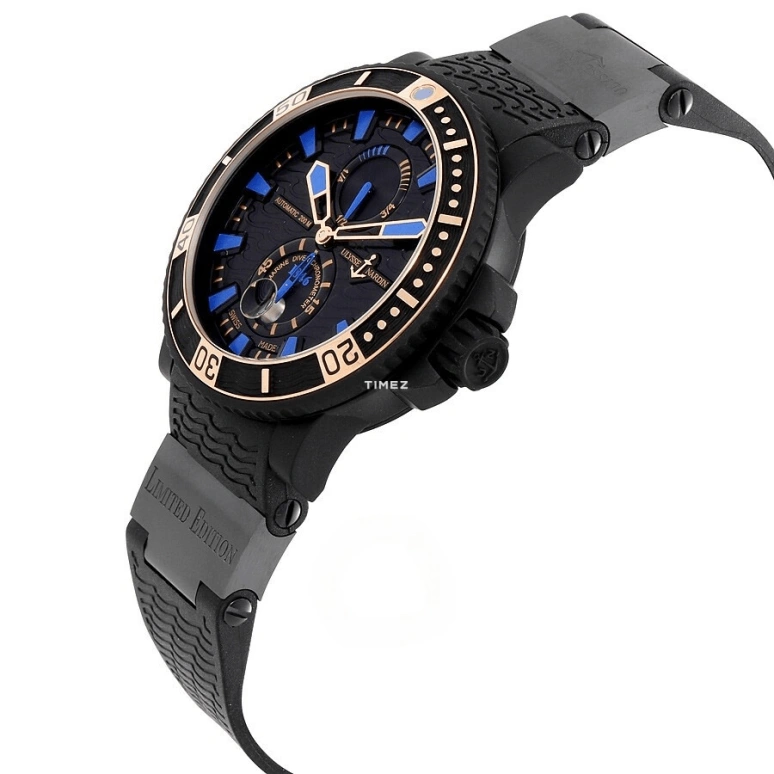 Ulysse Nardin,Marine 45.80mm,45.80mm,Stainless Steel,Rubber,Black,Automatic,Day,Power Reserve Indicator,263,263-92LE-3C/923-RG