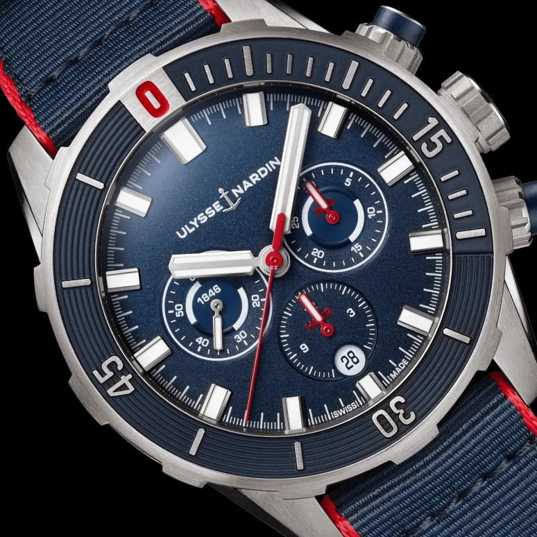 Ulysse Nardin,Diver 44mm,44mm,Titanium,Blue,Automatic,Chronograph,Day,1503,1503-170-3A/0A