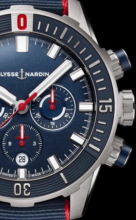 Ulysse Nardin,Diver 44mm,44mm,Titanium,Blue,Automatic,Chronograph,Day,1503,1503-170-3A/0A
