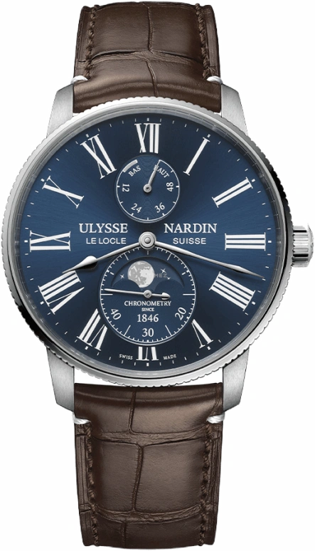 Ulysse Nardin,Marine 42mm,42mm,Stainless Steel,Blue,Automatic,Moonphase,Power Reserve Indicator,1193,1193-310LE-3A-175/1B