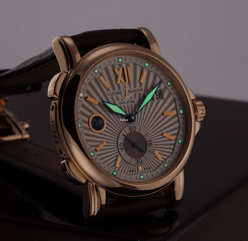 Ulysse Nardin,Classico 42mm,42mm,Rose Gold,White,Brown,Automatic,Dule Time,Big Date,246,246-55/30