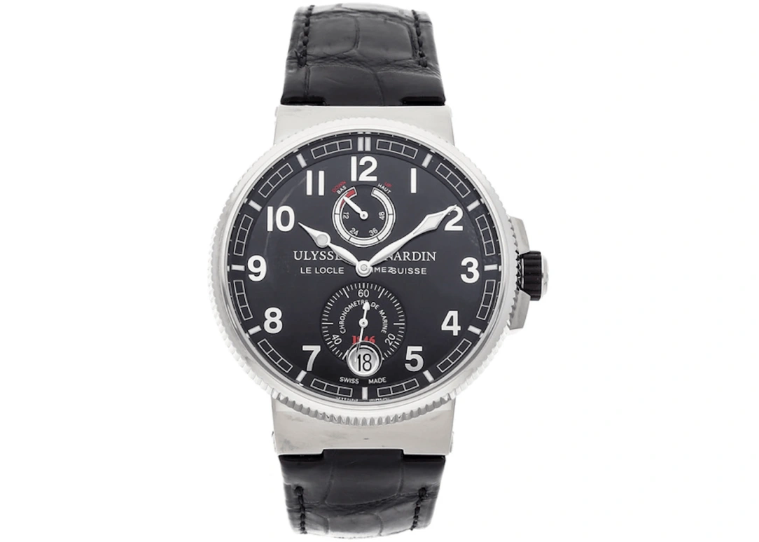 Ulysse Nardin,Marine 43mm,43mm,Stainless Steel,Black,Automatic,Day,Power Reserve Indicator,1183,1183-126/62