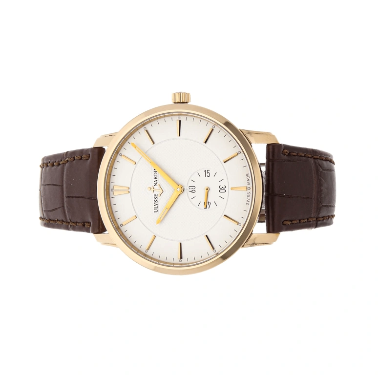 Ulysse Nardin,Other 40mm,40mm,Rose Gold,Cream,Handwound,42hours,In-house Caliber,8206,8206-118-2/31