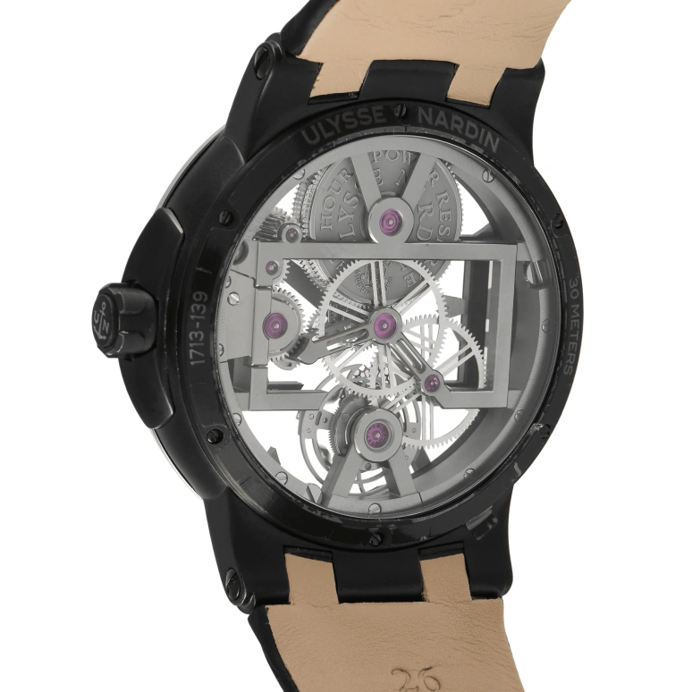 Ulysse Nardin,Executive 43mm,43mm,Titanium,Skeleton,Handwound,170hours,In-house Caliber,1713,1713-139/MAGIC-BLACK