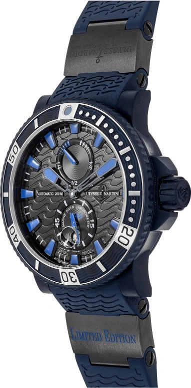 Ulysse Nardin,Diver 45.80mm,45.80mm,Stainless Steel,Black,Automatic,Day,Power Reserve Indicator,263,263-97LE-3C