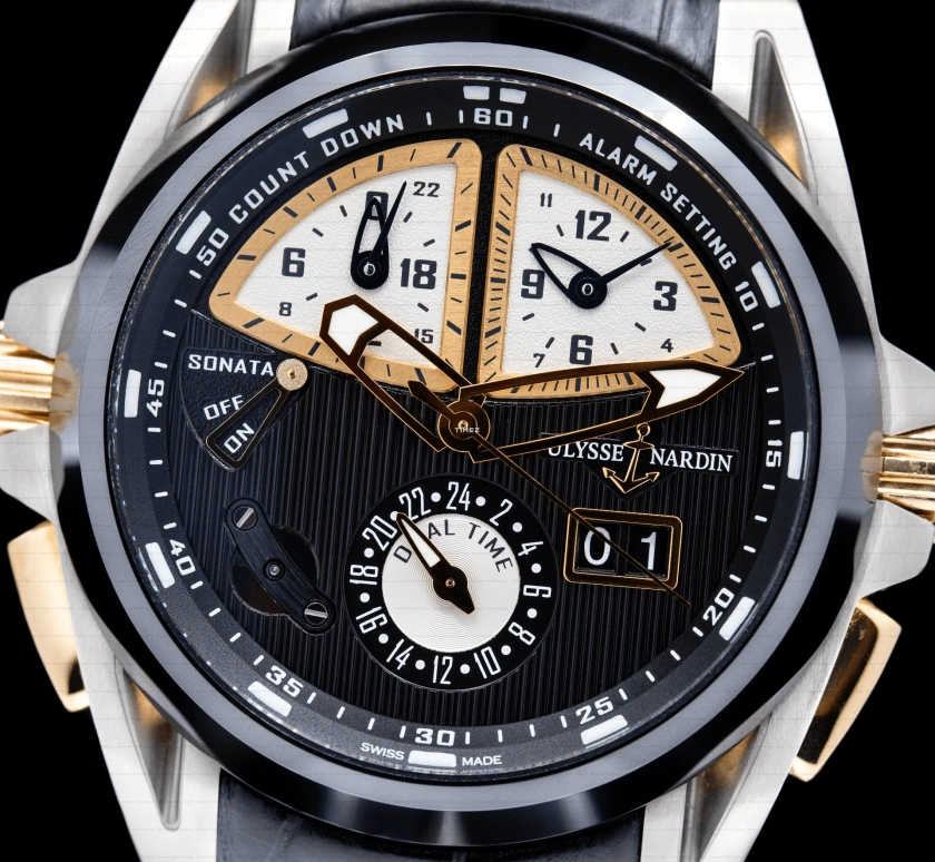Ulysse Nardin,Other 44mm,44mm,Ceramic,Titanium Gold,Black,Automatic,Day,Dule Time,Function Selector,675,675-00