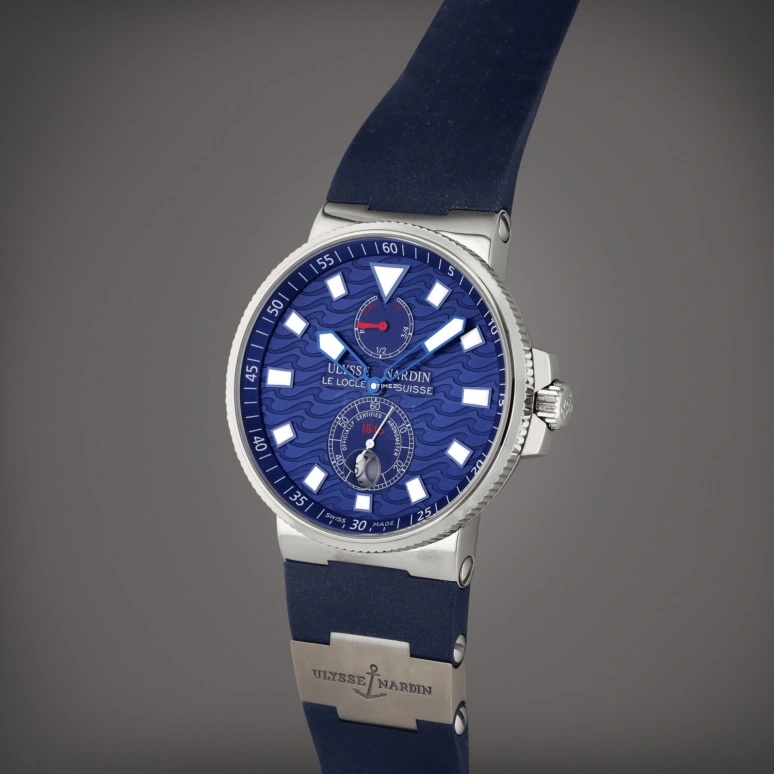 Ulysse Nardin,Marine 41mm,41mm,Stainless Steel,Blue,Automatic,Day,48hours,263,263-68LE-3