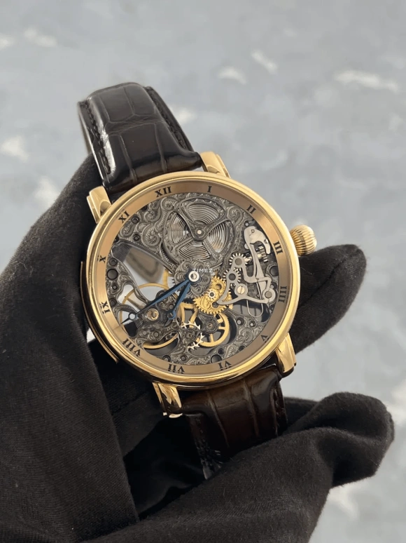 Ulysse Nardin,Maxi Skeleton 45mm,45mm,Rose Gold,Rose Gold,Silver,Handwound,Sapphire,Crystal Glass,Round,3012,3012-200